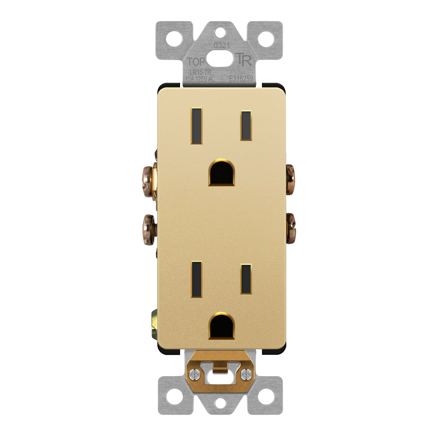Decorator 15A Tamper-Resistant Outlet with Interchangeable Face Cover, Child Safe Tamper-Resistant Wall Outlet, Self Grounding