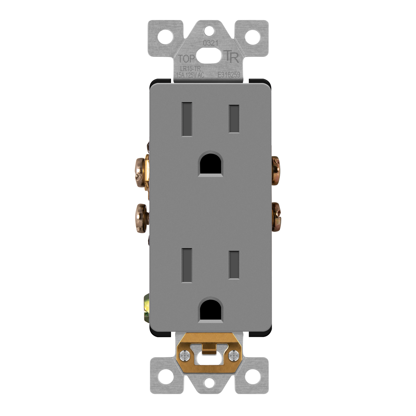 Decorator 15A Tamper-Resistant Outlet with Interchangeable Face Cover, Child Safe Tamper-Resistant Wall Outlet, Self Grounding