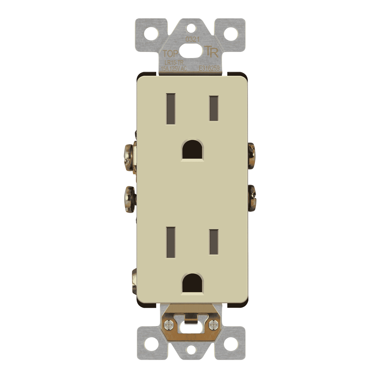 Decorator 15A Tamper-Resistant Outlet with Interchangeable Face Cover, Child Safe Tamper-Resistant Wall Outlet, Self Grounding