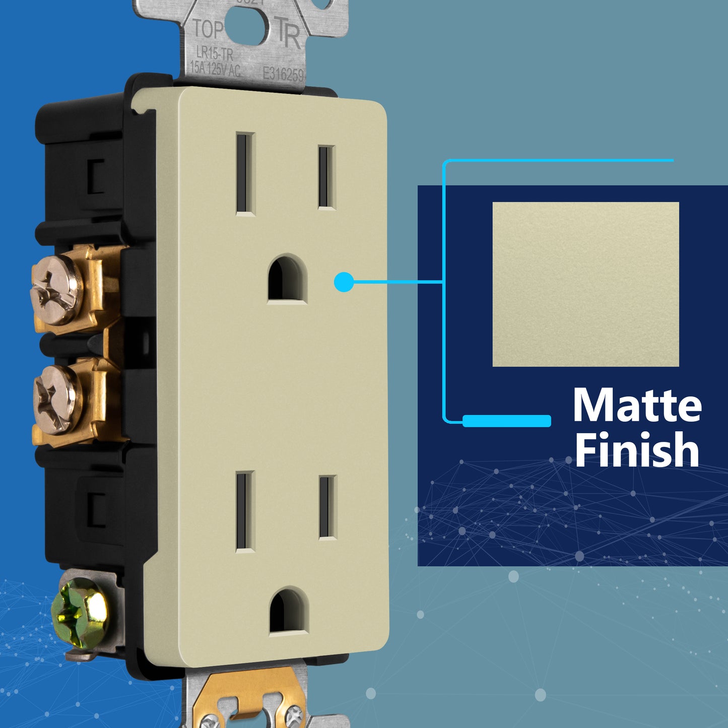 Decorator 15A Tamper-Resistant Outlet with Interchangeable Face Cover, Child Safe Tamper-Resistant Wall Outlet, Self Grounding