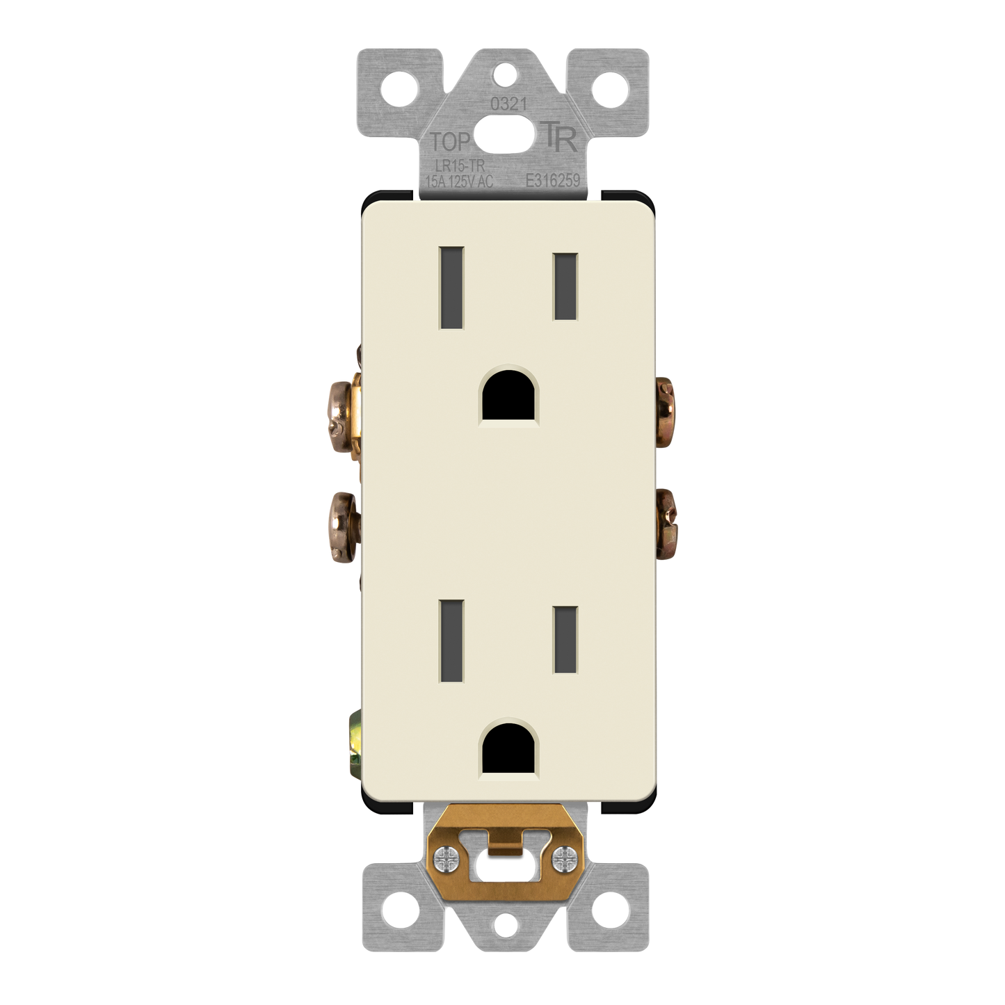 Decorator 15A Tamper-Resistant Outlet with Interchangeable Face Cover, Child Safe Tamper-Resistant Wall Outlet, Self Grounding