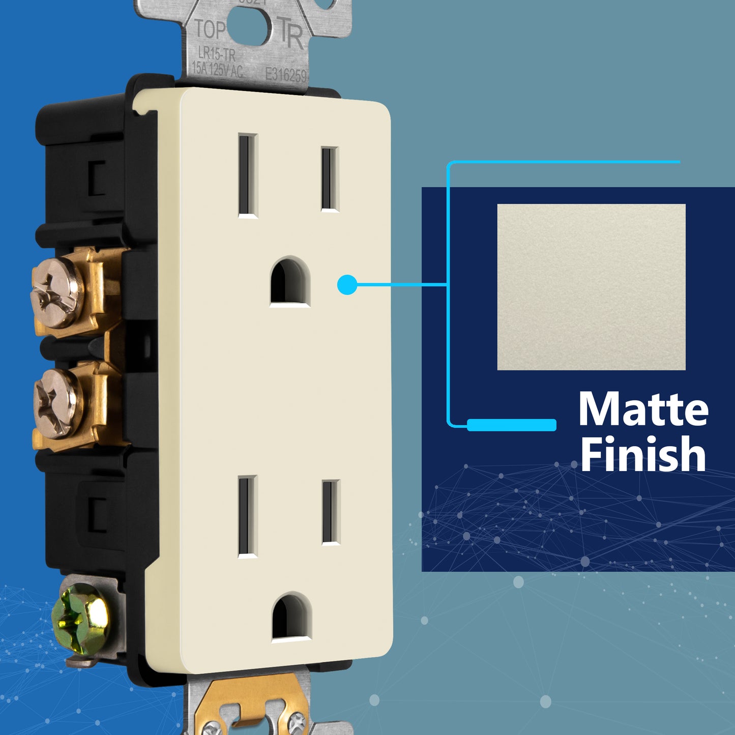 Decorator 15A Tamper-Resistant Outlet with Interchangeable Face Cover, Child Safe Tamper-Resistant Wall Outlet, Self Grounding