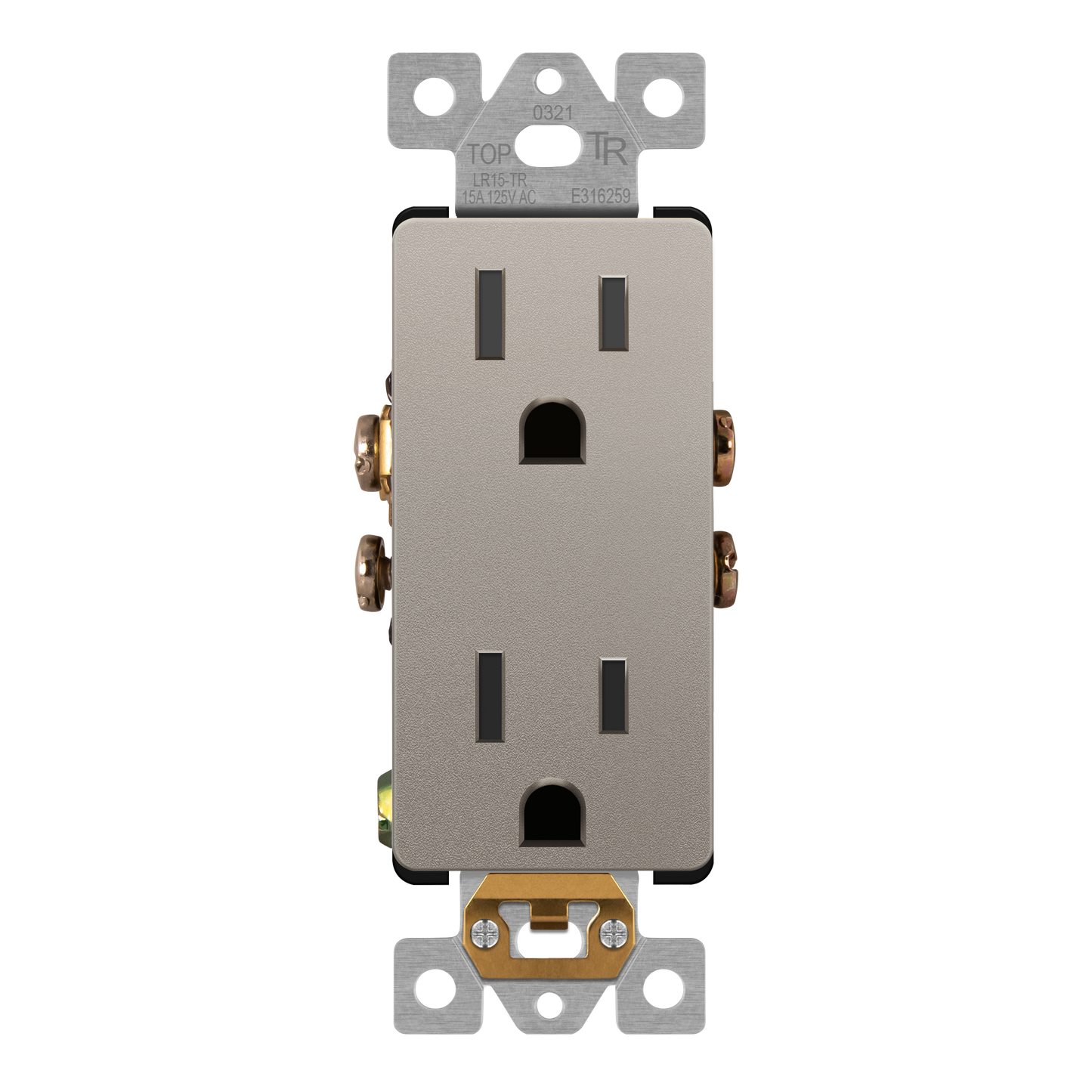 Decorator 15A Tamper-Resistant Outlet with Interchangeable Face Cover, Child Safe Tamper-Resistant Wall Outlet, Self Grounding
