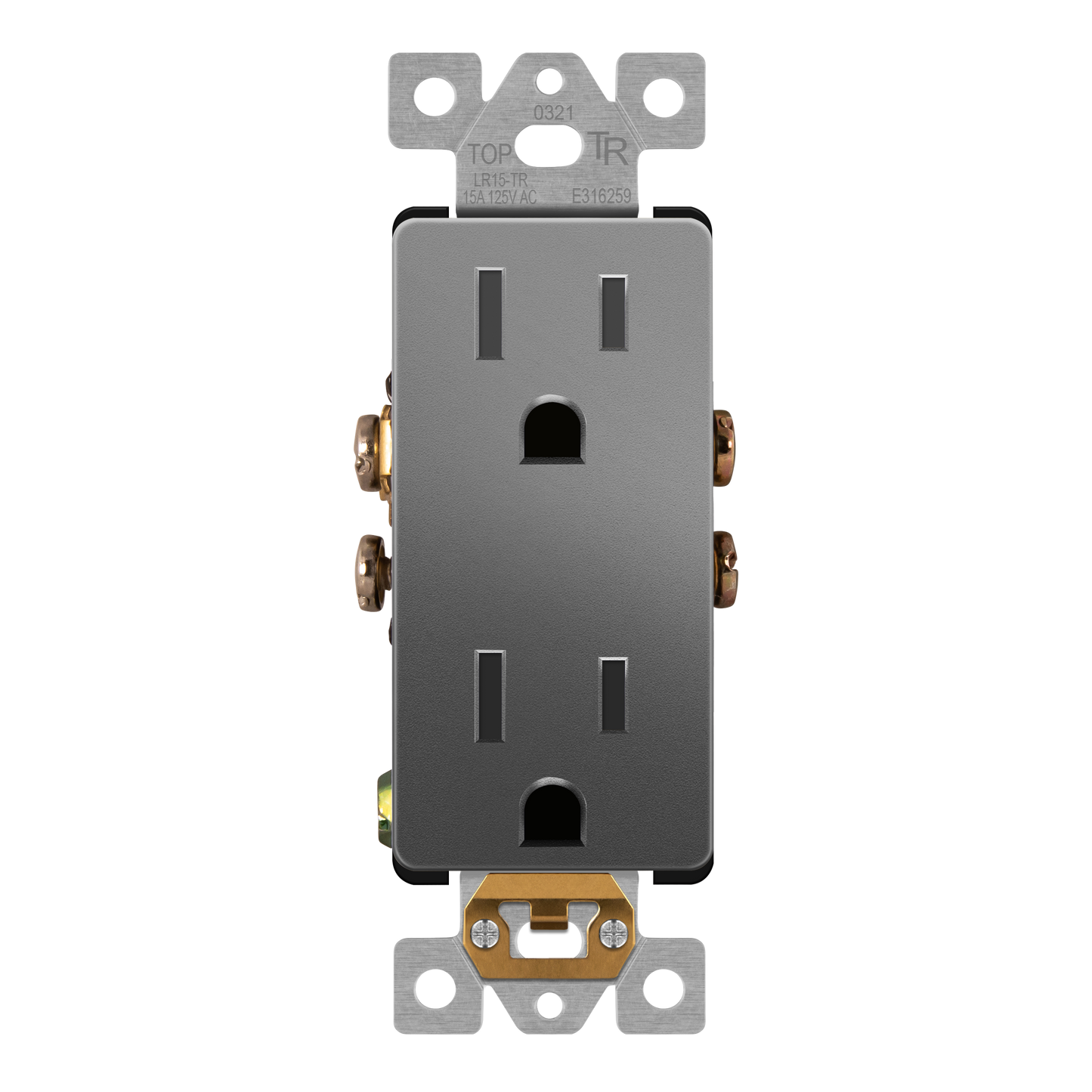 Decorator 15A Tamper-Resistant Outlet with Interchangeable Face Cover, Child Safe Tamper-Resistant Wall Outlet, Self Grounding