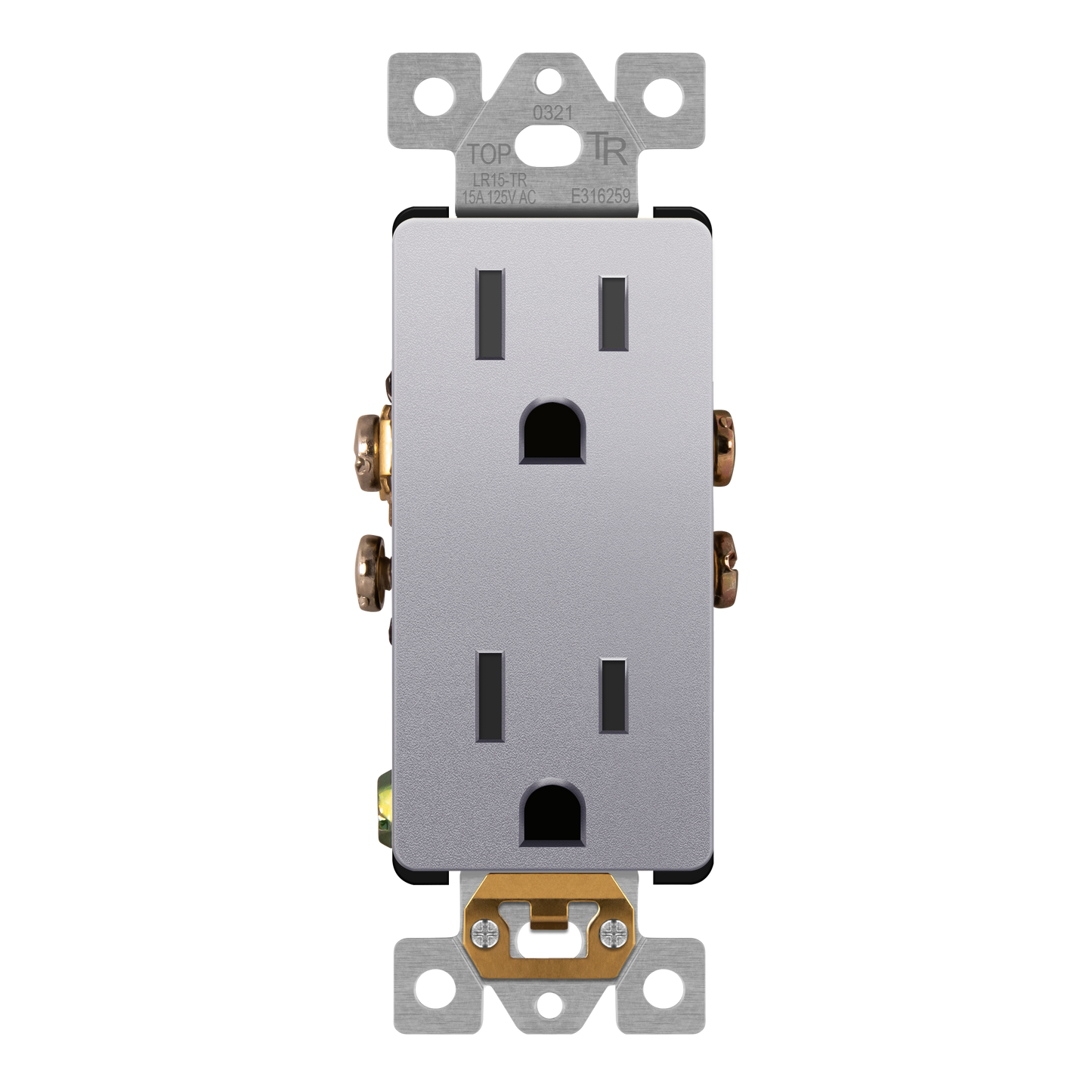 Decorator 15A Tamper-Resistant Outlet with Interchangeable Face Cover, Child Safe Tamper-Resistant Wall Outlet, Self Grounding