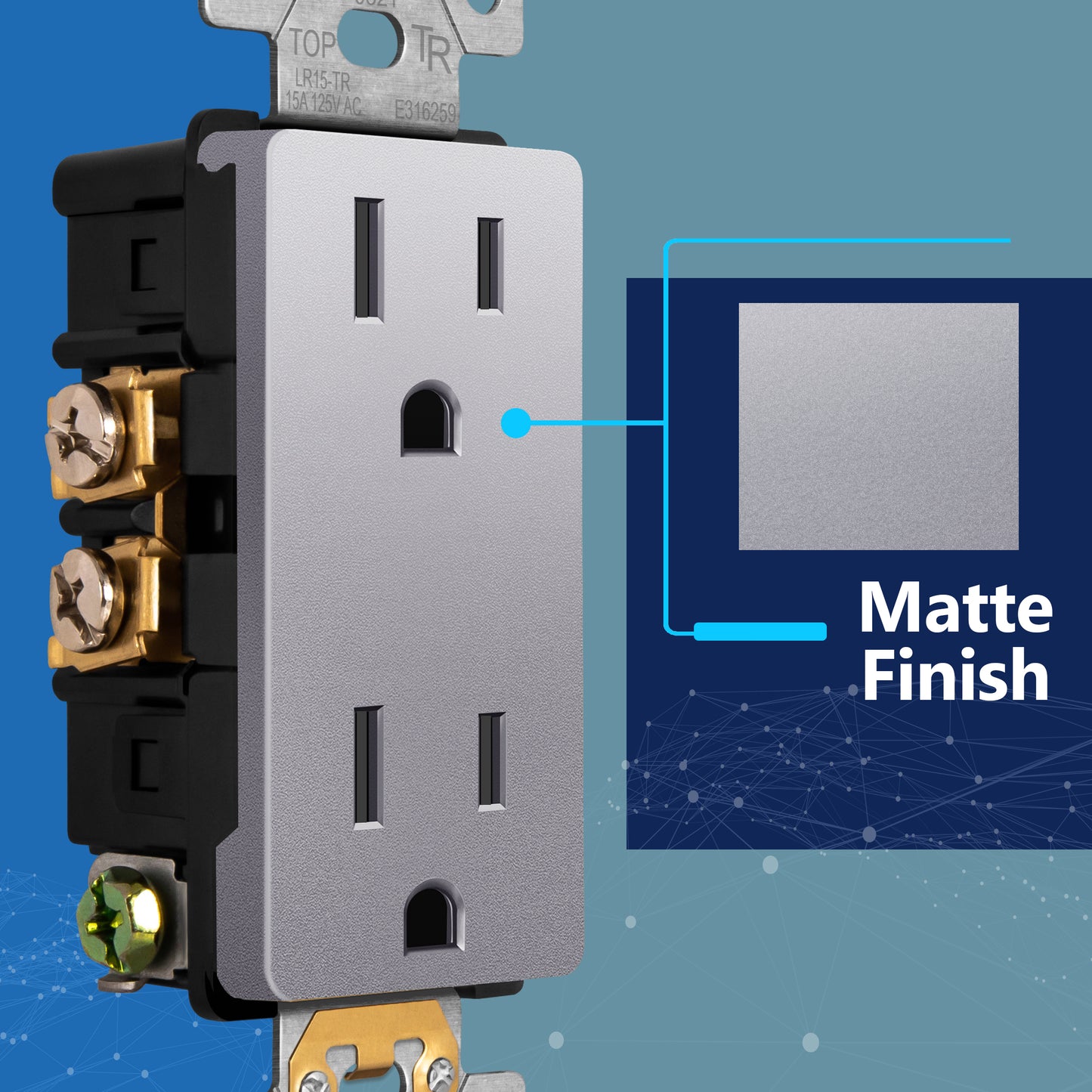 Decorator 15A Tamper-Resistant Outlet with Interchangeable Face Cover, Child Safe Tamper-Resistant Wall Outlet, Self Grounding