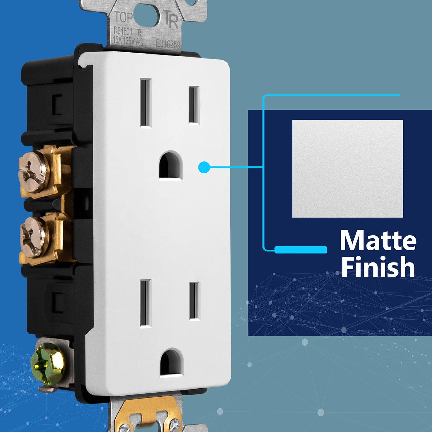 Decorator 15A Tamper-Resistant Outlet with Interchangeable Face Cover, Child Safe Tamper-Resistant Wall Outlet, Self Grounding