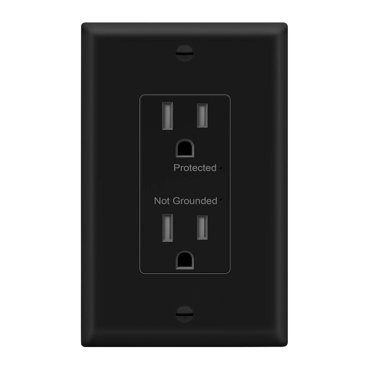 15A Surge Protected Duplex Decorator Receptacle, Child Safe Tamper-Resistant Wall Outlet, Protect Up to 1500J, LED Grounding Indicator, Self-Grounding, Wall Plate Included