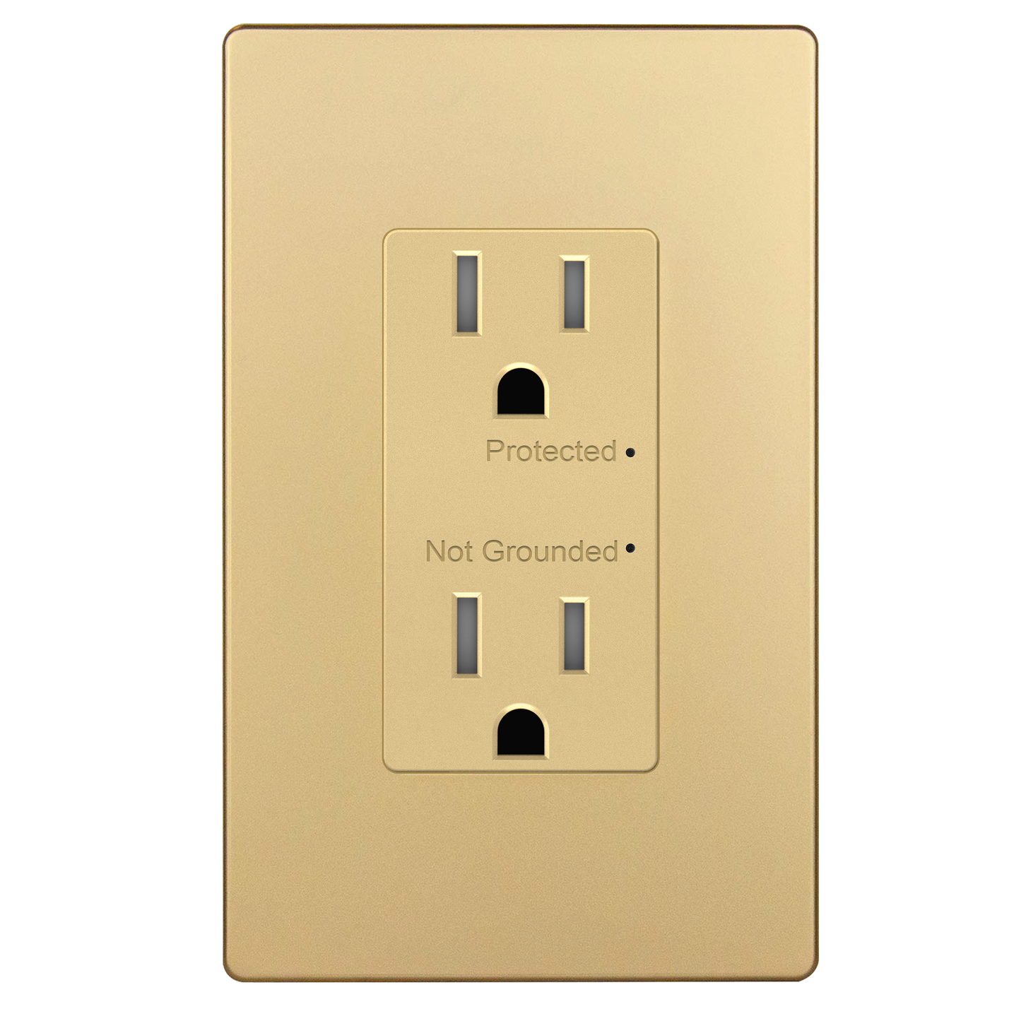 15A Surge Protected Duplex Decorator Receptacle, Child Safe Tamper-Resistant Wall Outlet, Protect Up to 1500J, LED Grounding Indicator, Self-Grounding, Wall Plate Included