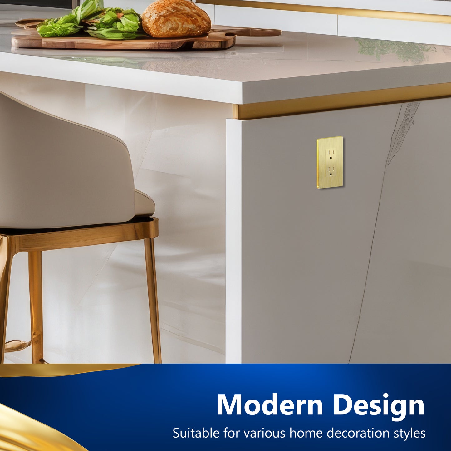 15A Duplex Tamper-Resistant Decorator Receptacle, Child Safe Tamper-Resistant Wall Outlet, Self-Grounding
