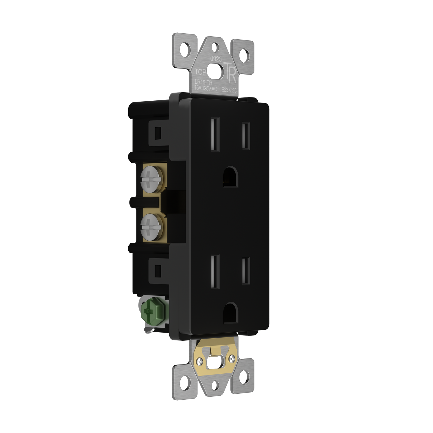 15A Duplex Tamper-Resistant Decorator Receptacle, Child Safe Tamper-Resistant Wall Outlet, Self-Grounding