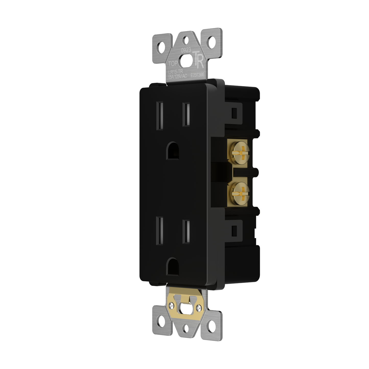 15A Duplex Tamper-Resistant Decorator Receptacle, Child Safe Tamper-Resistant Wall Outlet, Self-Grounding
