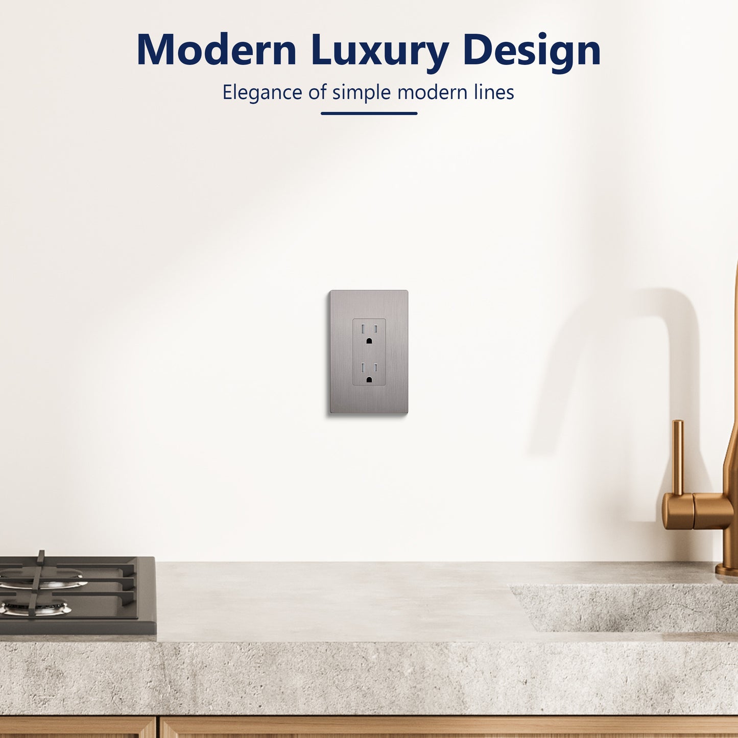 15A Duplex Tamper-Resistant Decorator Receptacle, Child Safe Tamper-Resistant Wall Outlet, Self-Grounding