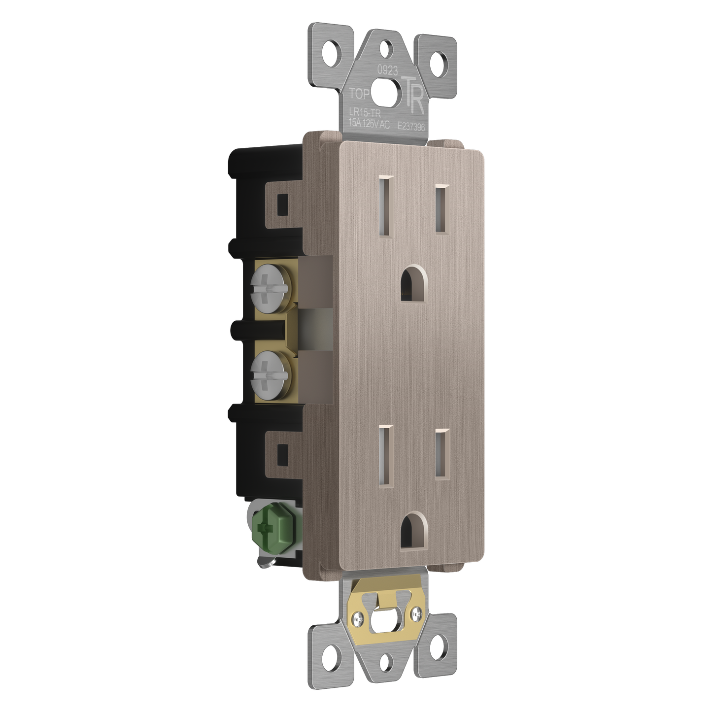 15A Duplex Tamper-Resistant Decorator Receptacle, Child Safe Tamper-Resistant Wall Outlet, Self-Grounding