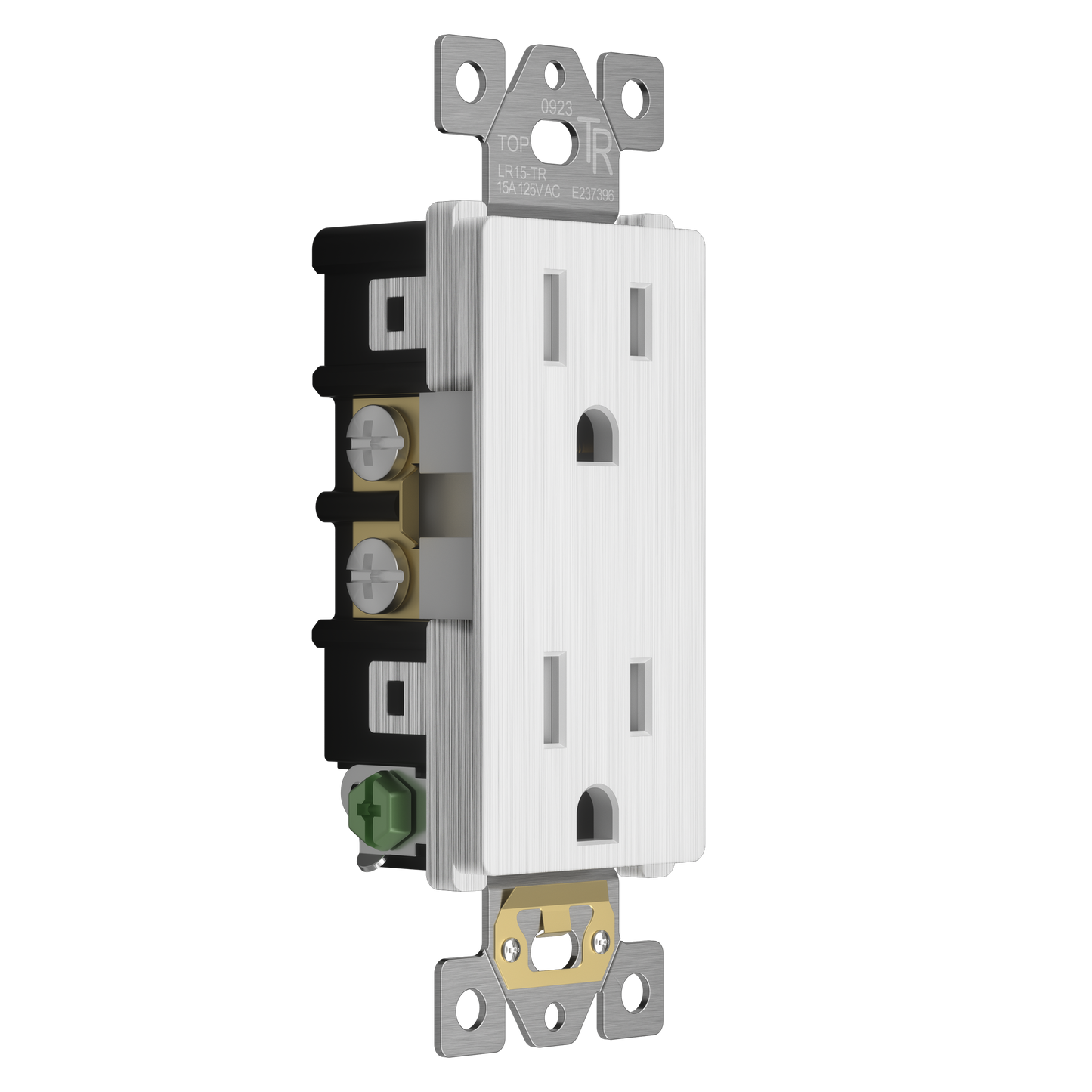 15A Duplex Tamper-Resistant Decorator Receptacle, Child Safe Tamper-Resistant Wall Outlet, Self-Grounding