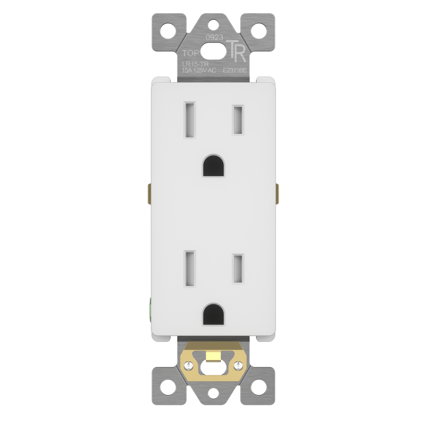 15A Duplex Tamper-Resistant Decorator Receptacle, Child Safe Tamper-Resistant Wall Outlet, Self-Grounding