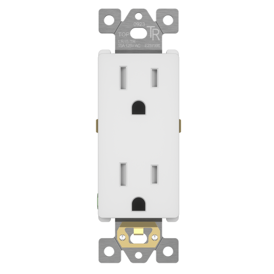 15A Duplex Tamper-Resistant Decorator Receptacle, Child Safe Tamper-Resistant Wall Outlet, Self-Grounding