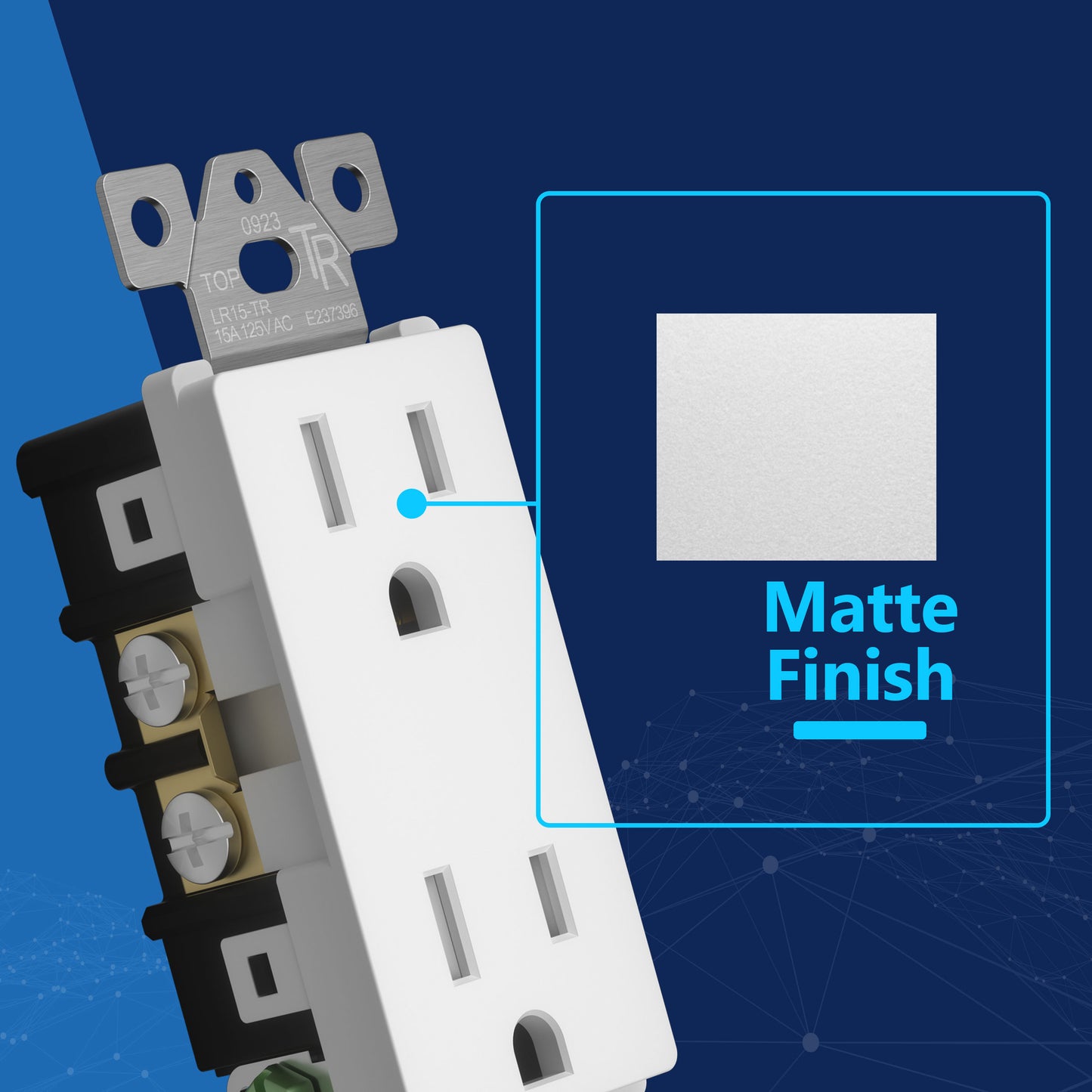 15A Duplex Tamper-Resistant Decorator Receptacle, Child Safe Tamper-Resistant Wall Outlet, Self-Grounding