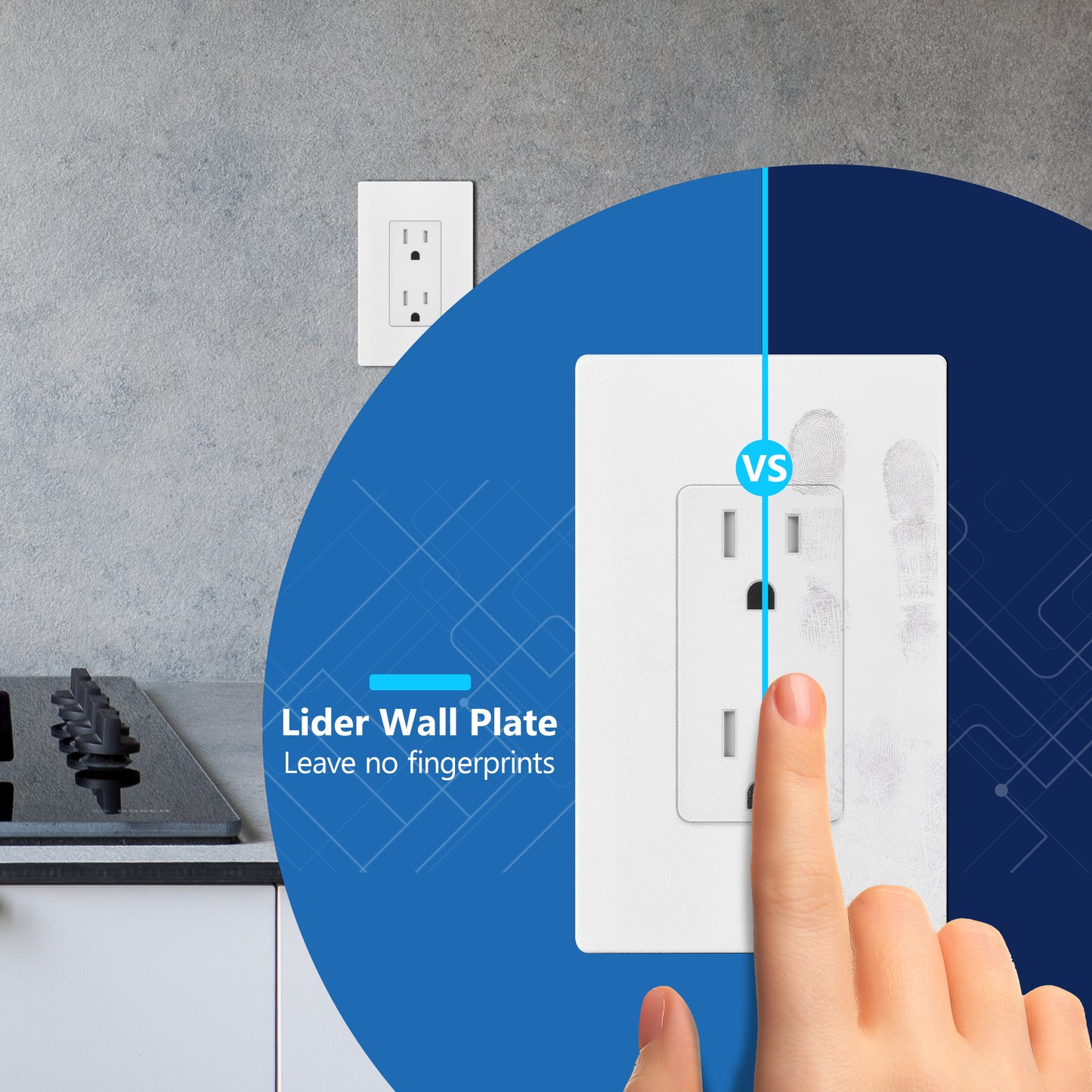15A Duplex Tamper-Resistant Decorator Receptacle, Child Safe Tamper-Resistant Wall Outlet, Self-Grounding