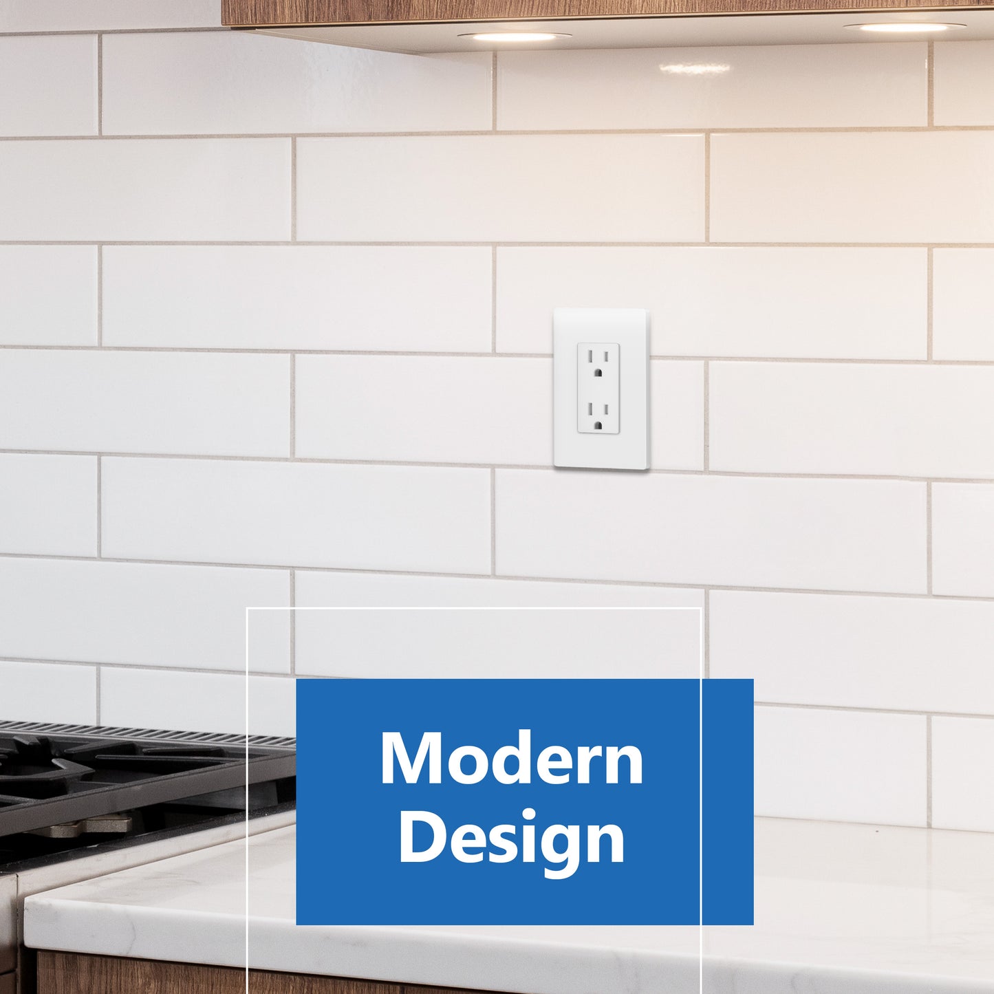 15A Duplex Tamper-Resistant Decorator Receptacle, Child Safe Tamper-Resistant Wall Outlet, Self-Grounding