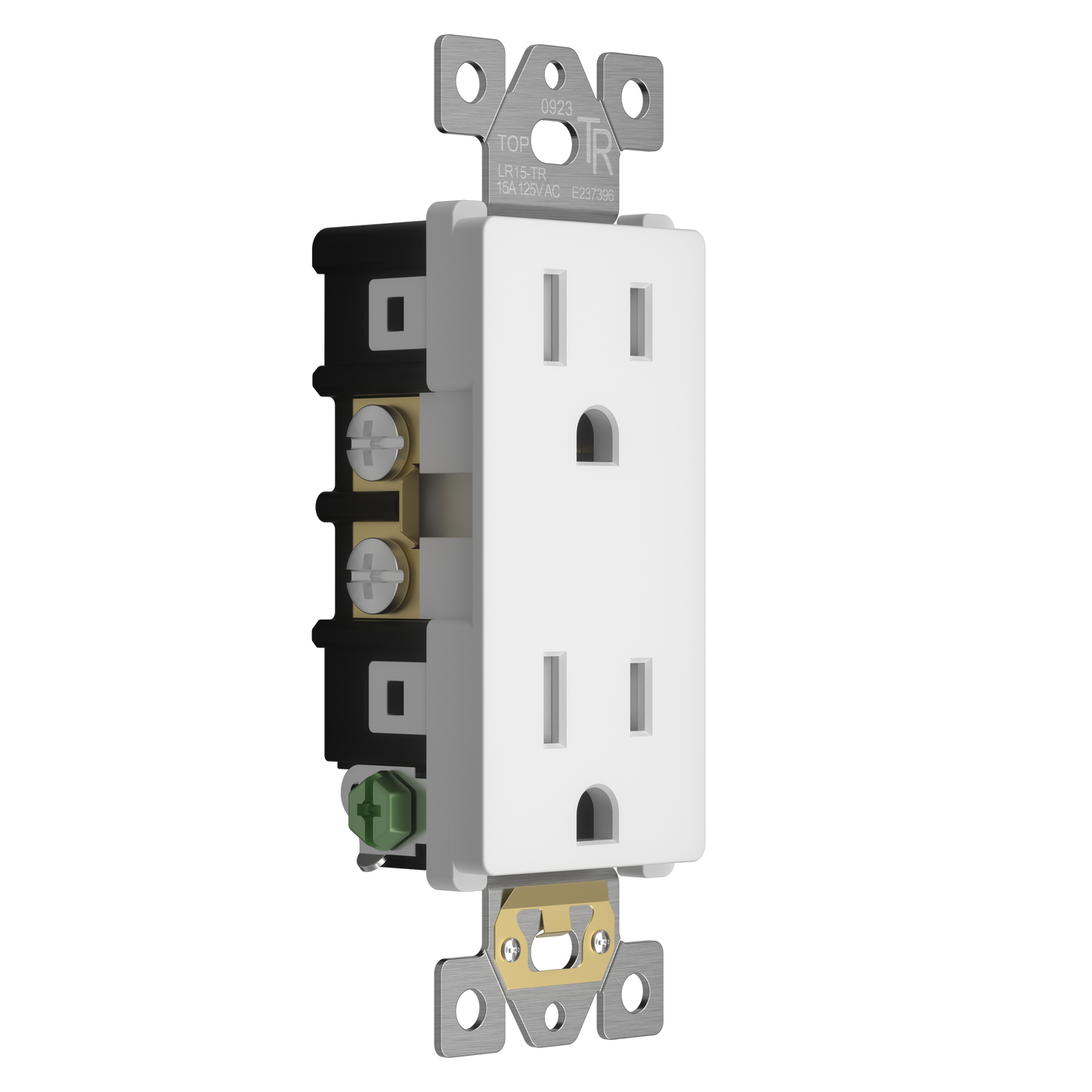 15A Duplex Tamper-Resistant Decorator Receptacle, Child Safe Tamper-Resistant Wall Outlet, Self-Grounding