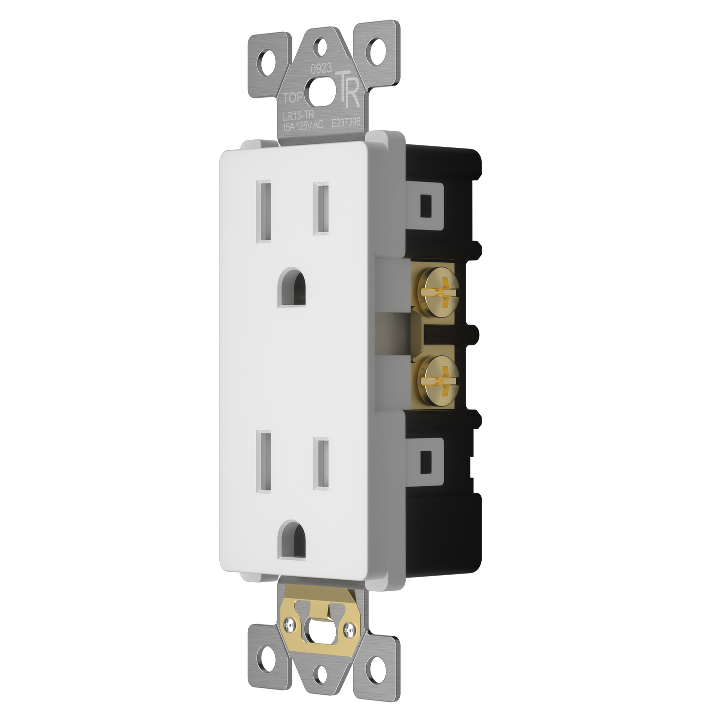 15A Duplex Tamper-Resistant Decorator Receptacle, Child Safe Tamper-Resistant Wall Outlet, Self-Grounding