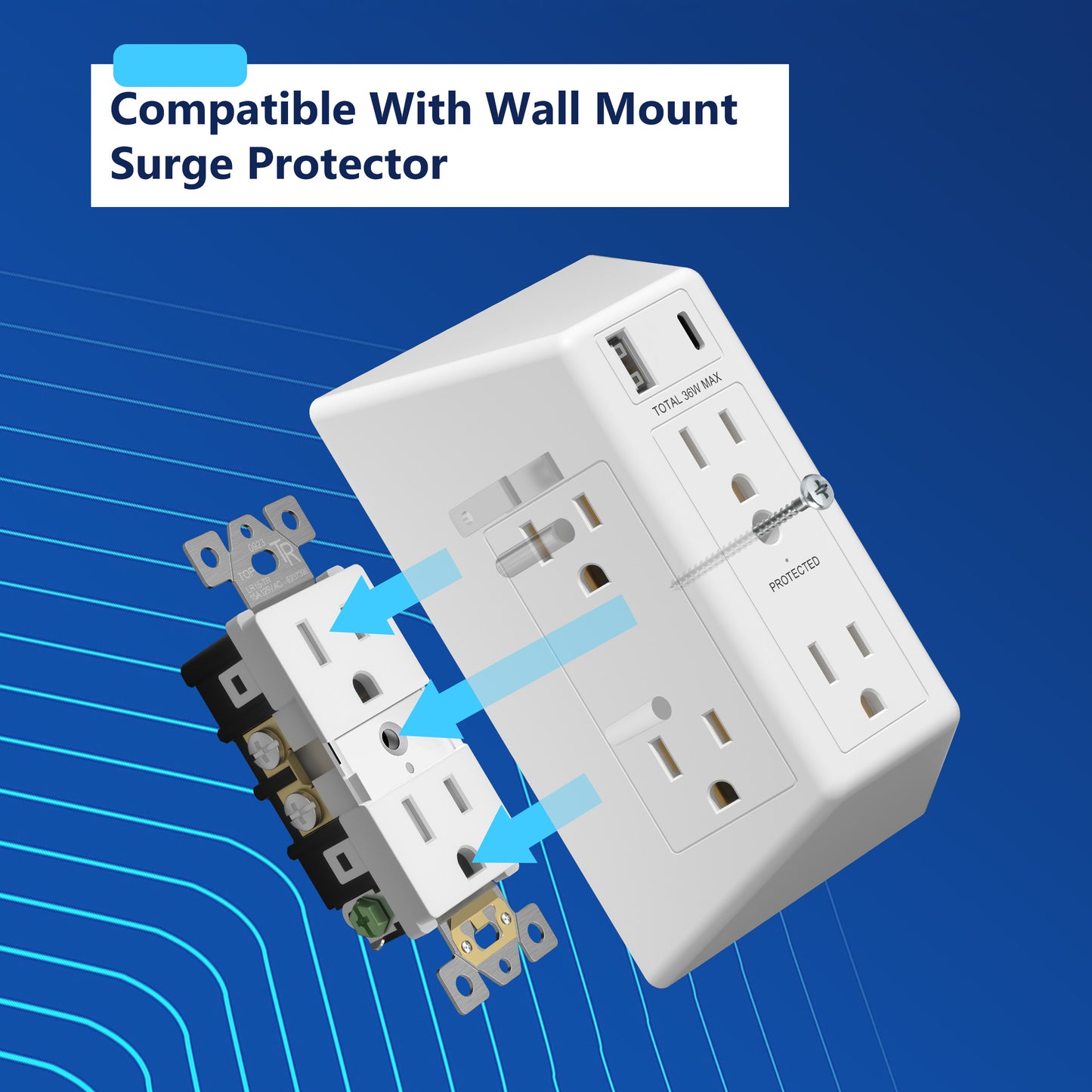 15A Tamper-Resistant Decorator Receptacle, W/ Screw Holes