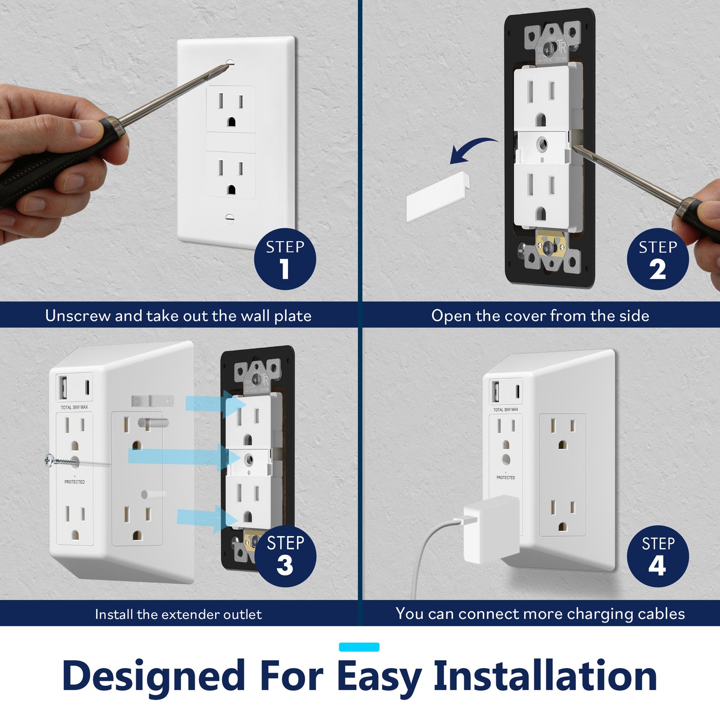 15A Tamper-Resistant Decorator Receptacle, W/ Screw Holes