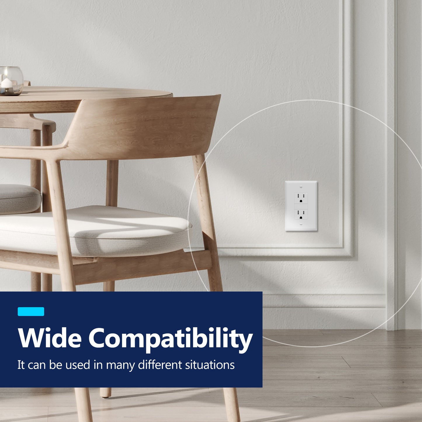 15A Tamper-Resistant Decorator Receptacle, W/ Screw Holes