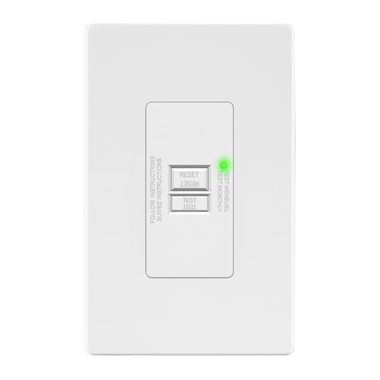 20A Blank Face GFCI, Self-Test, LED Indicator, UL Listed, Anti-Interference (No-False-Trip) Protection, Screwless Wall Plate Included