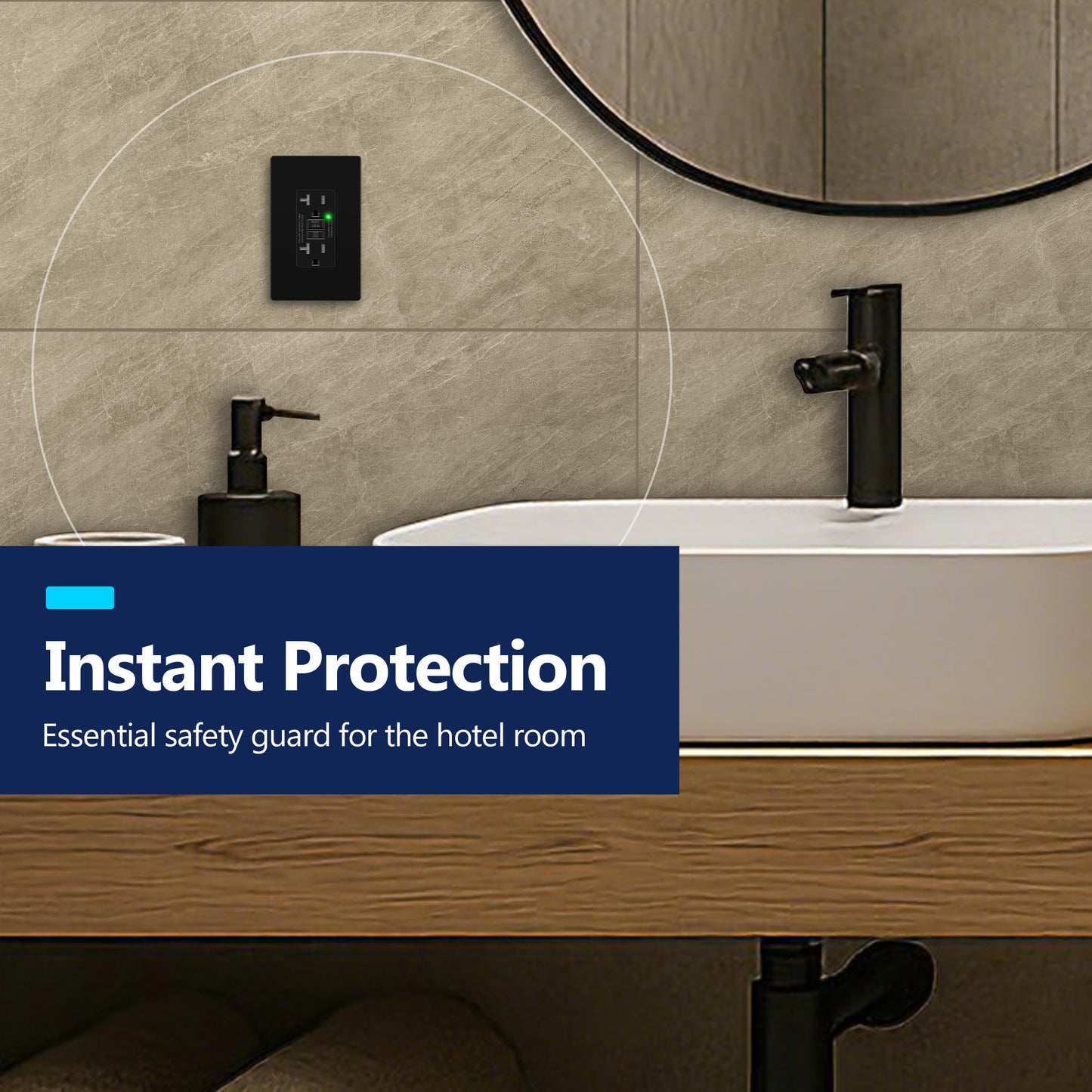 20A GFCI Outlet, Tamper-Resistant Receptacle with Self-Test, LED Indicator