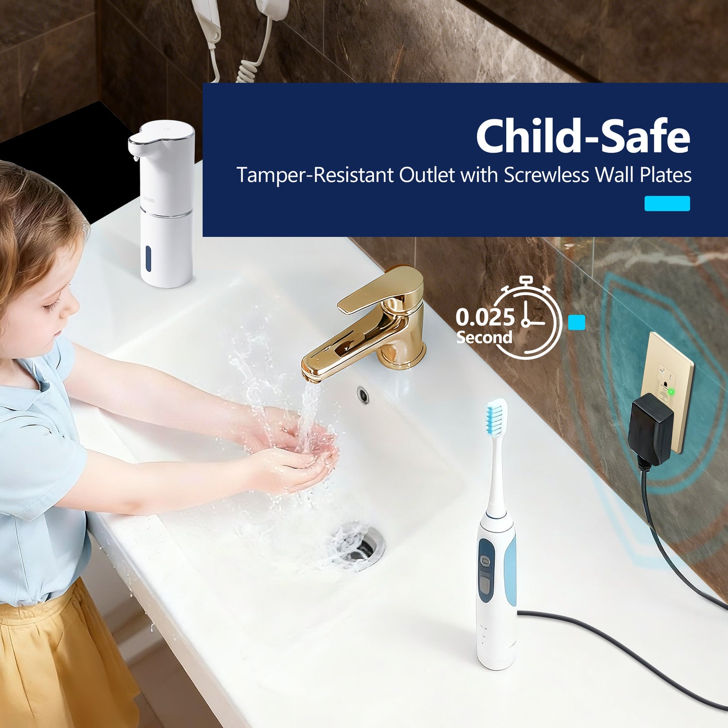 20A GFCI Outlet, Tamper-Resistant Receptacle with Self-Test, LED Indicator