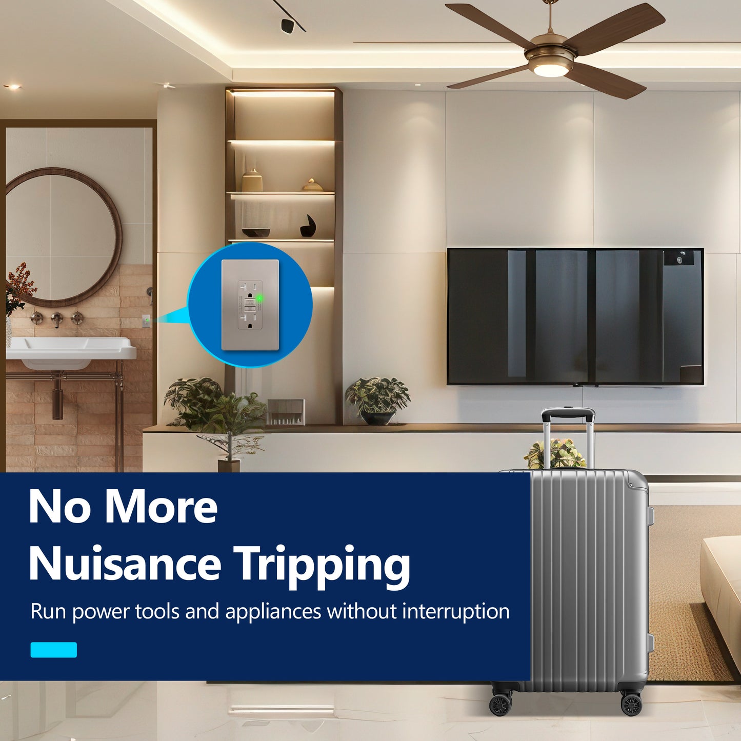 20A GFCI Outlet, Tamper-Resistant Receptacle with Self-Test, LED Indicator