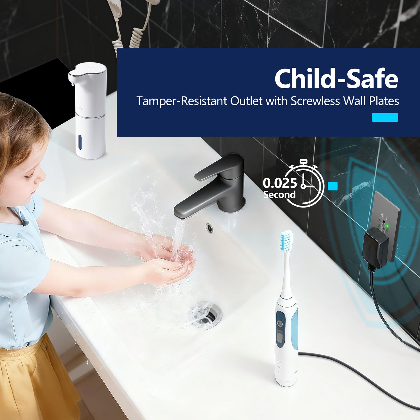 20A GFCI Outlet, Tamper-Resistant Receptacle with Self-Test, LED Indicator