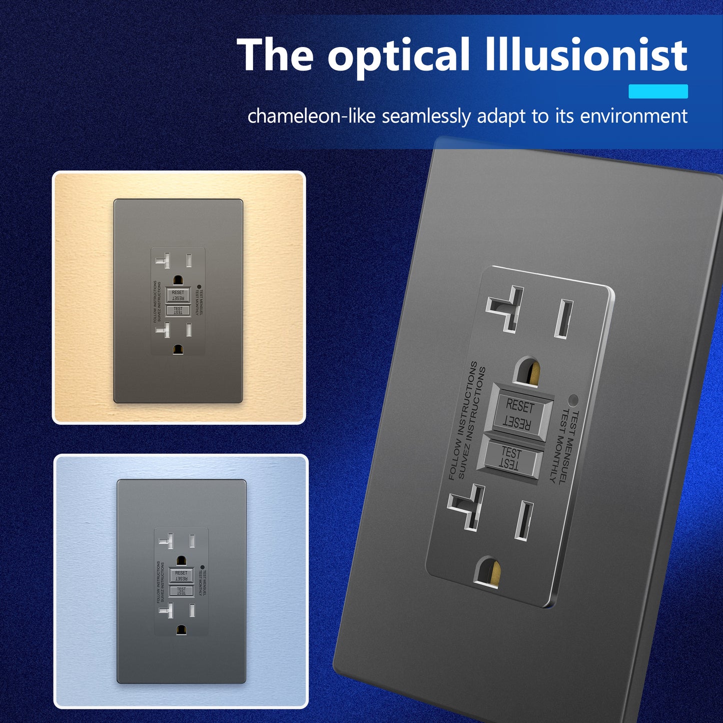 20A GFCI Outlet, Tamper-Resistant Receptacle with Self-Test, LED Indicator