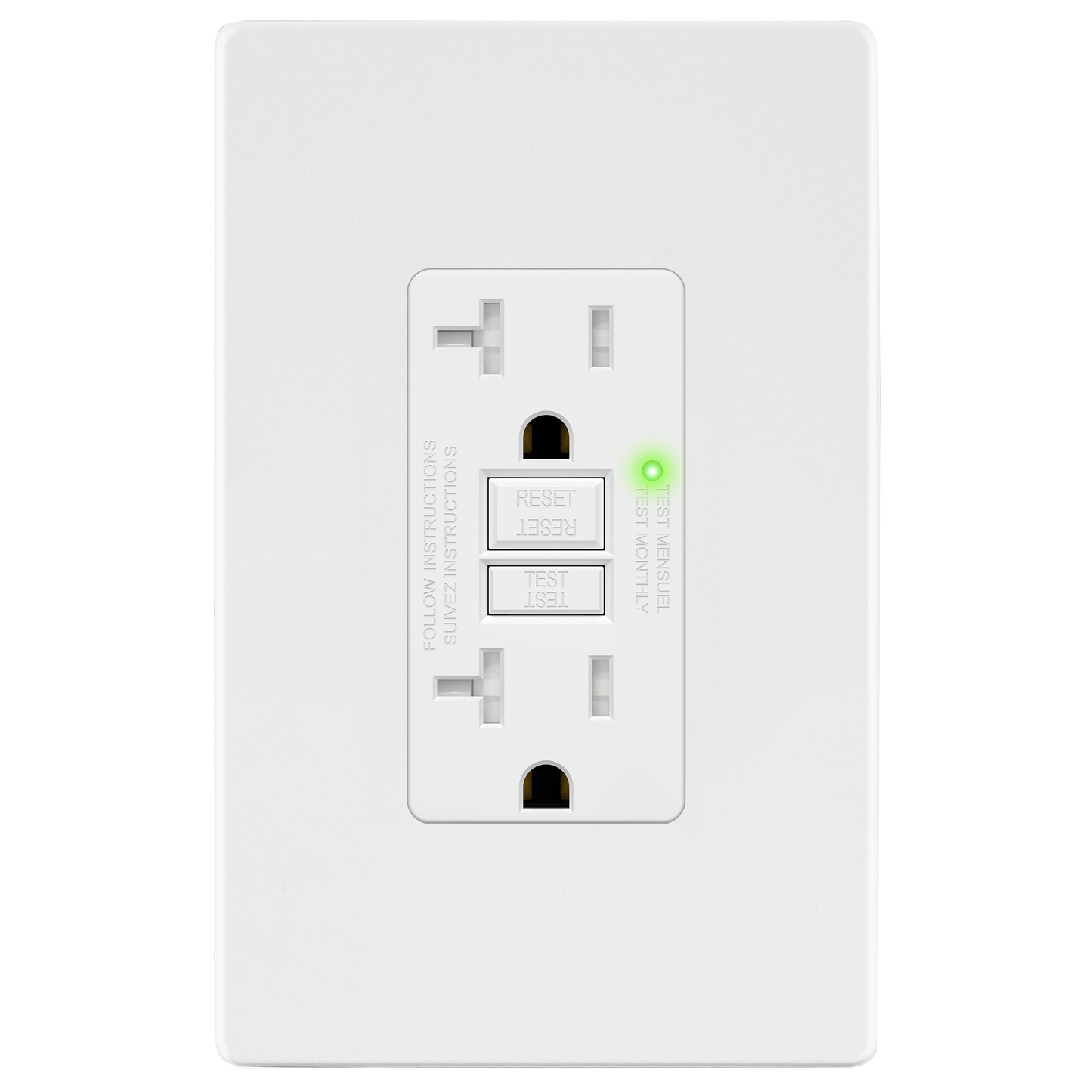 20A GFCI Outlet, Tamper-Resistant Receptacle with Self-Test, LED Indicator
