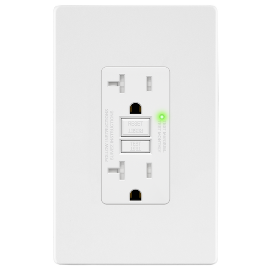 20A GFCI Outlet, Tamper-Resistant Receptacle with Self-Test, LED Indicator