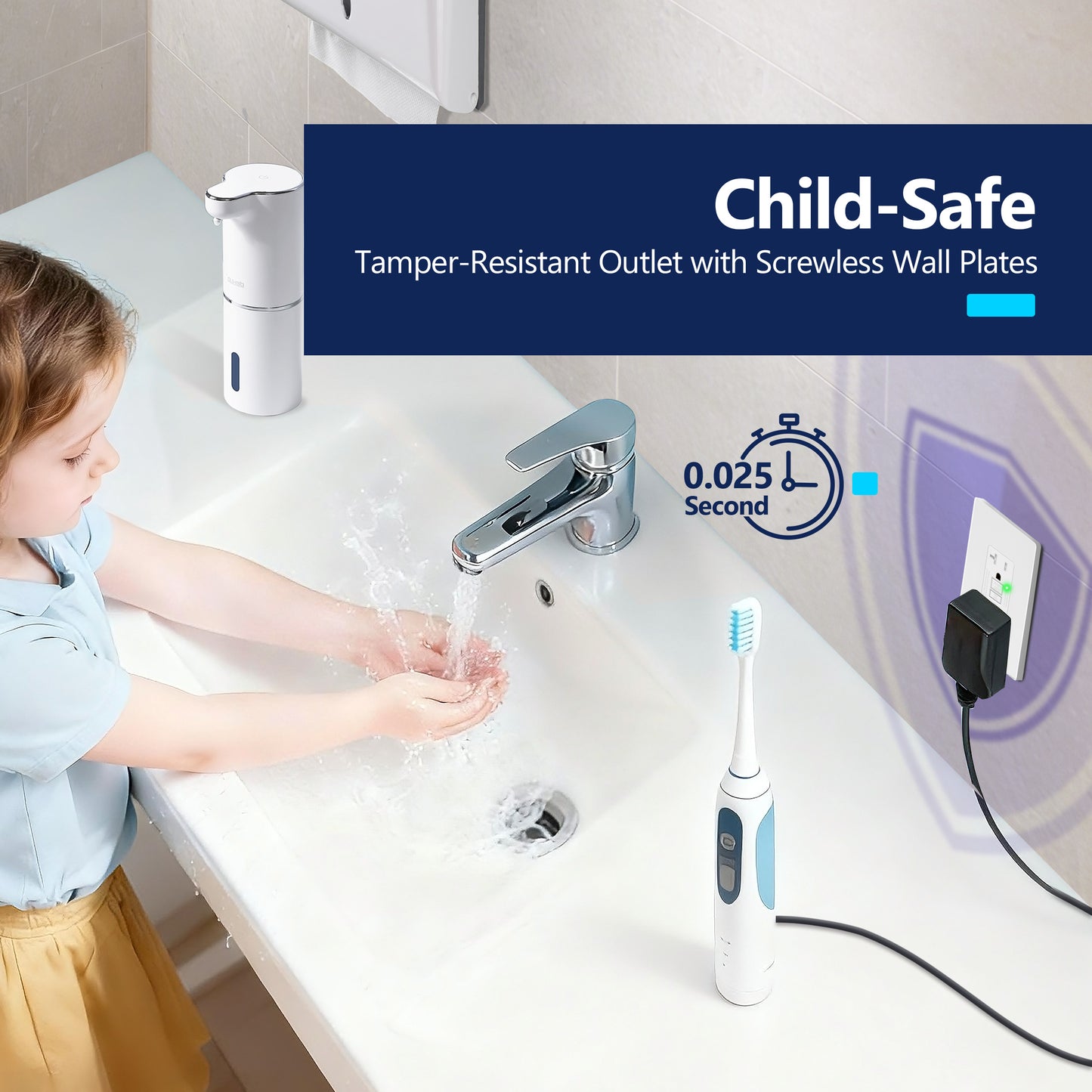 20A GFCI Outlet, Tamper-Resistant Receptacle with Self-Test, LED Indicator
