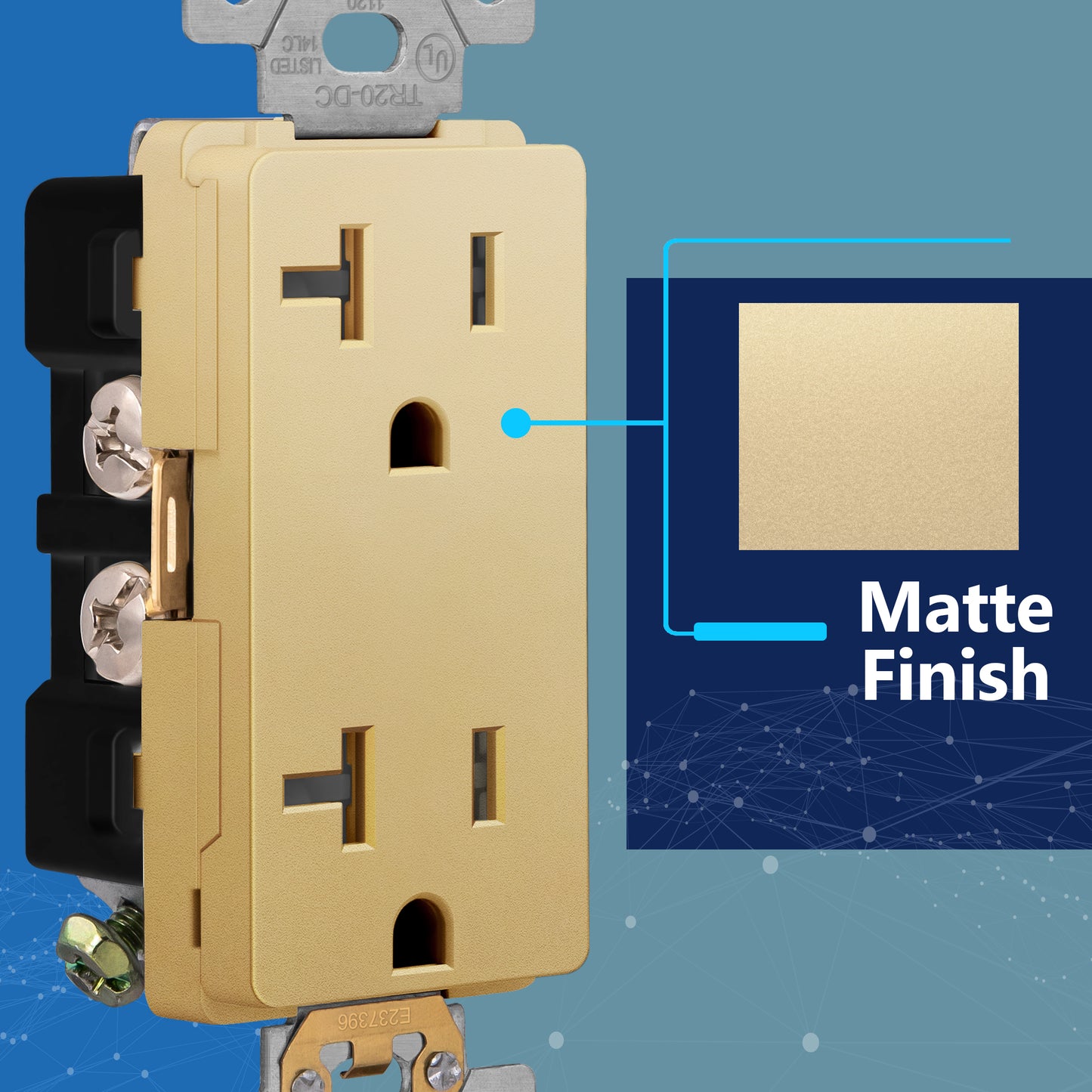 Decorator 20A Tamper-Resistant Outlet with Interchangeable Face Cover, Child Safe Tamper-Resistant Wall Outlet, Self Grounding