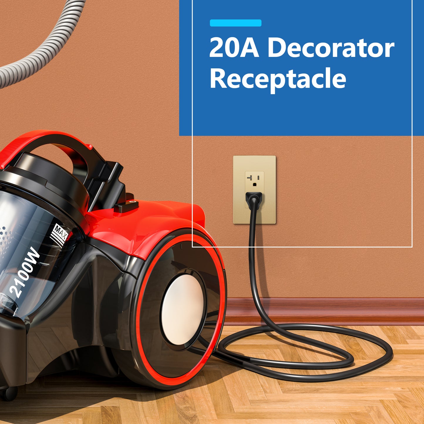 Decorator 20A Tamper-Resistant Outlet with Interchangeable Face Cover, Child Safe Tamper-Resistant Wall Outlet, Self Grounding