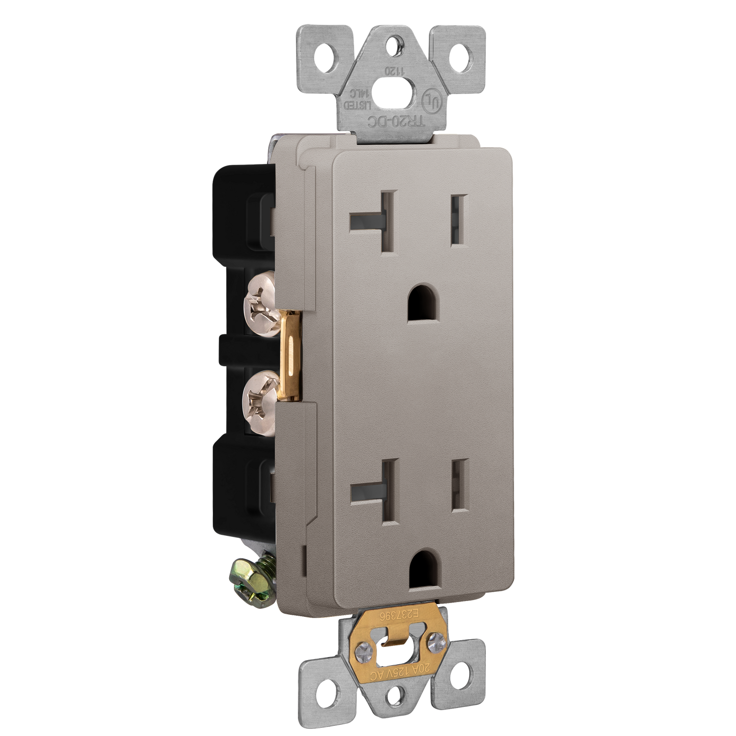Decorator 20A Tamper-Resistant Outlet with Interchangeable Face Cover, Child Safe Tamper-Resistant Wall Outlet, Self Grounding