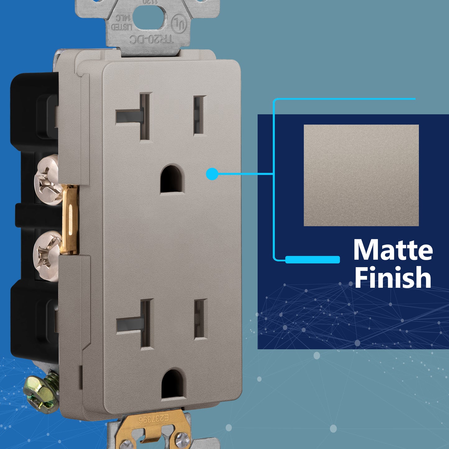 Decorator 20A Tamper-Resistant Outlet with Interchangeable Face Cover, Child Safe Tamper-Resistant Wall Outlet, Self Grounding