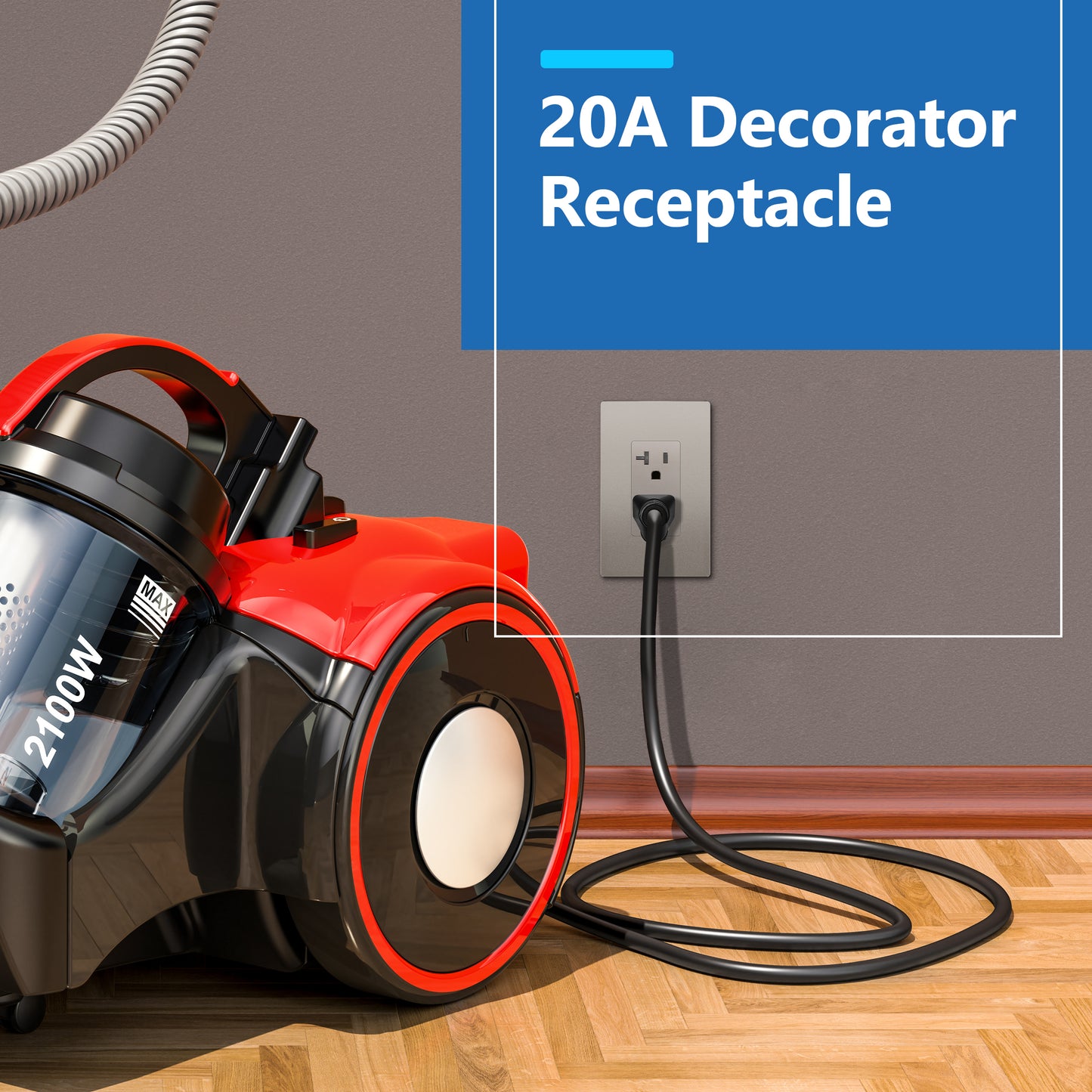 Decorator 20A Tamper-Resistant Outlet with Interchangeable Face Cover, Child Safe Tamper-Resistant Wall Outlet, Self Grounding