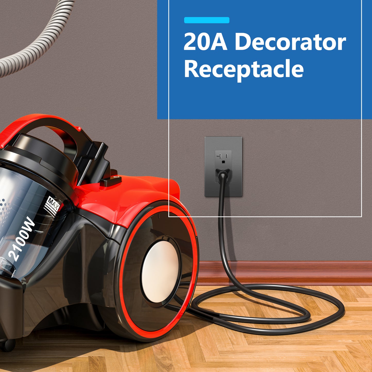 Decorator 20A Tamper-Resistant Outlet with Interchangeable Face Cover, Child Safe Tamper-Resistant Wall Outlet, Self Grounding