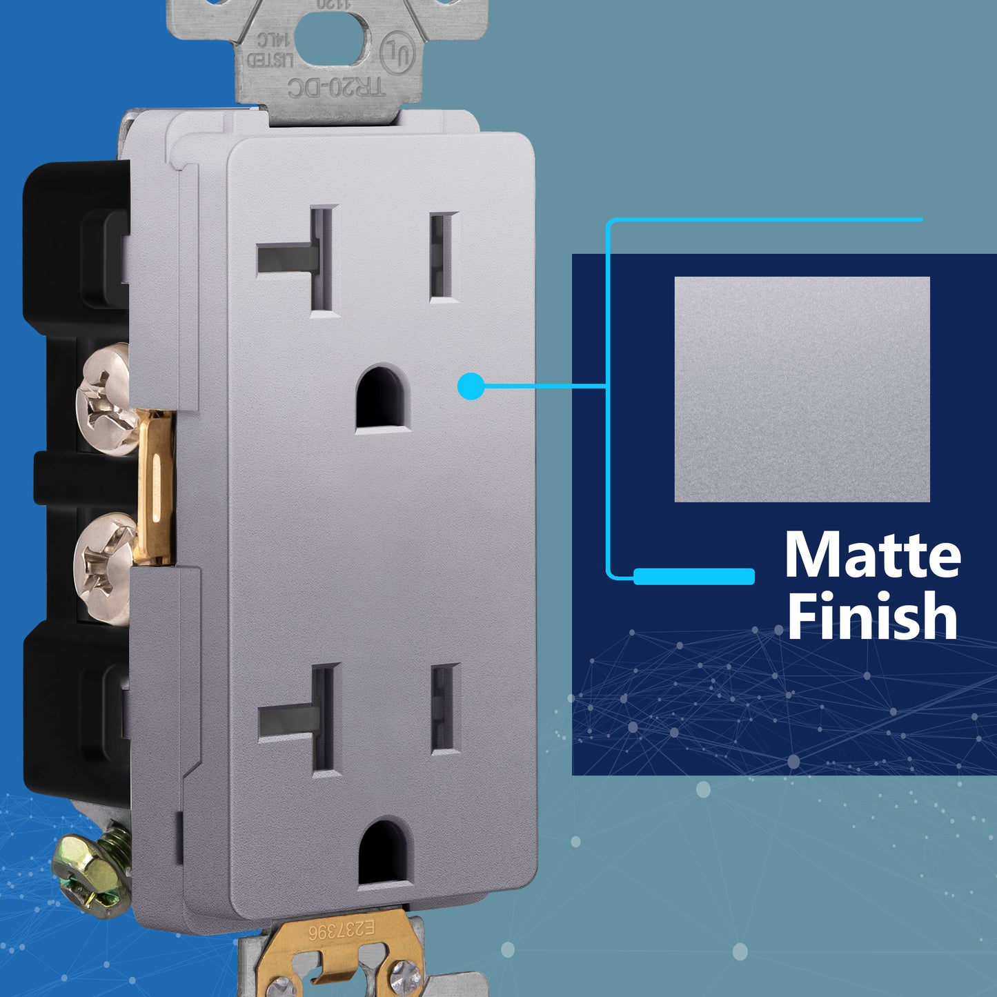 Decorator 20A Tamper-Resistant Outlet with Interchangeable Face Cover, Child Safe Tamper-Resistant Wall Outlet, Self Grounding