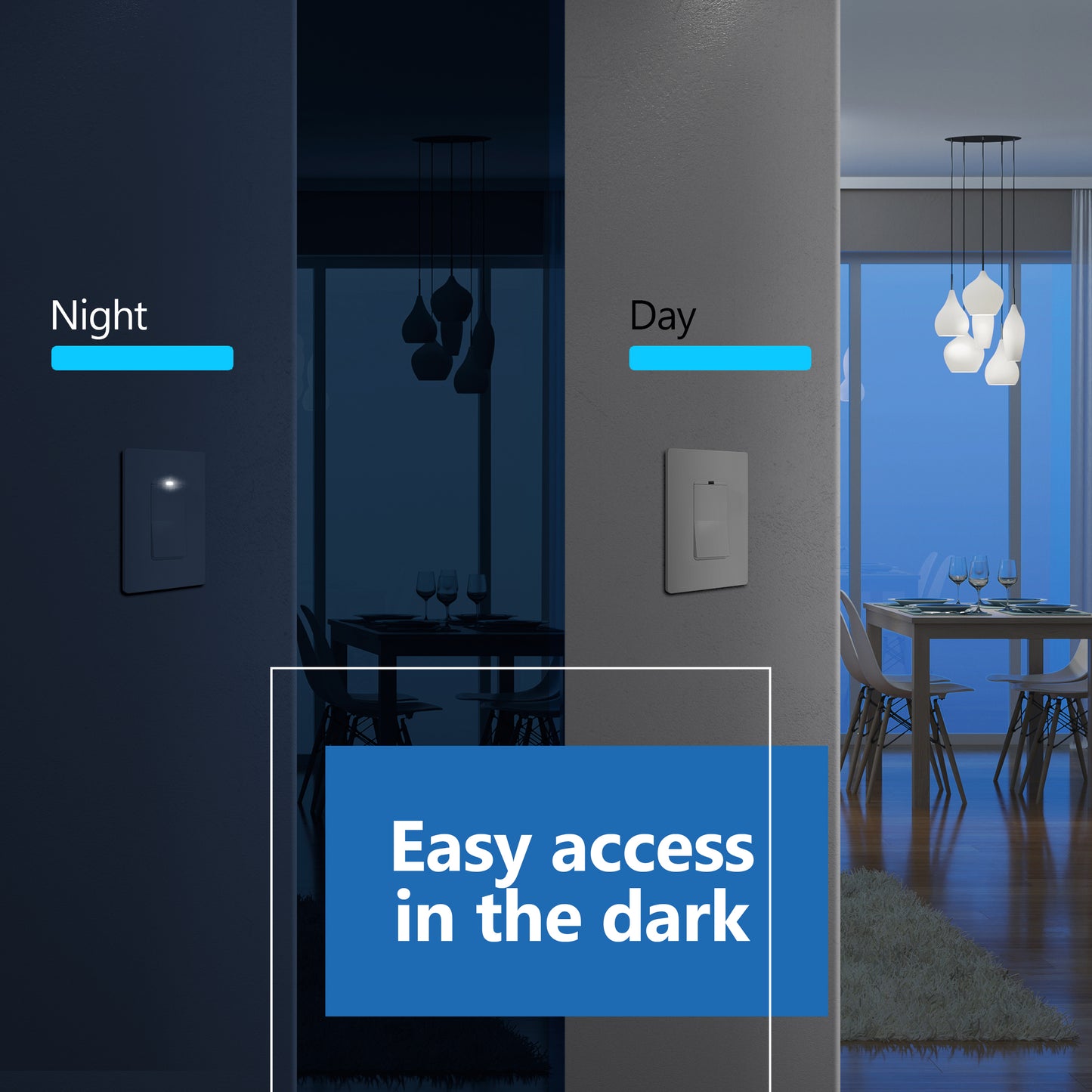 15A Decorator Paddle Light Switch with Locator Light, LED Indicator, Single-Pole, 3-Wire