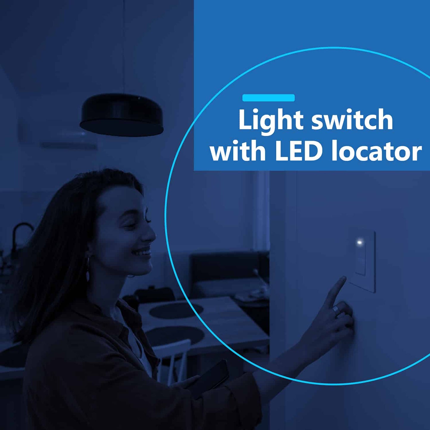 15A Decorator Paddle Light Switch with Locator Light, LED Indicator, Single-Pole, 3-Wire