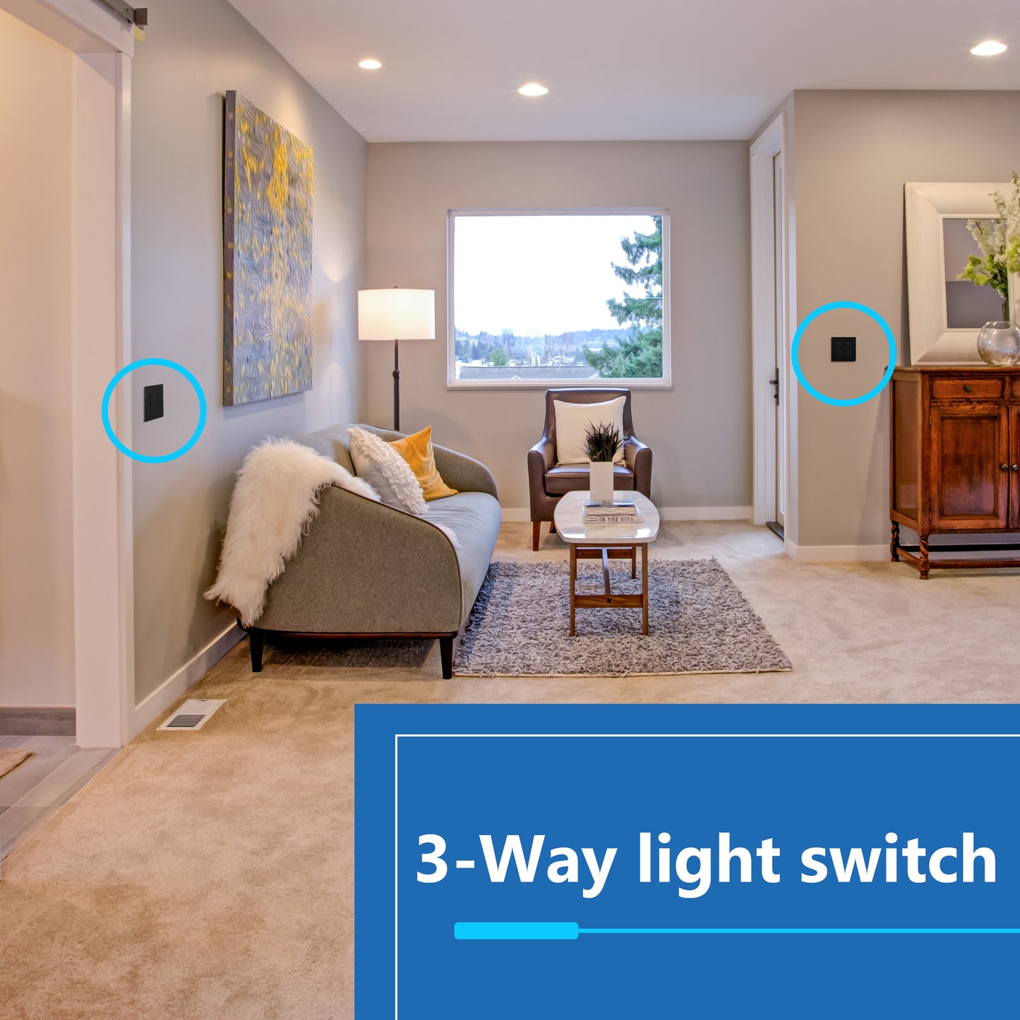 15A Decorator Paddle Light Switch with Locator Light, LED Indicator, 3-Way or Single-Pole