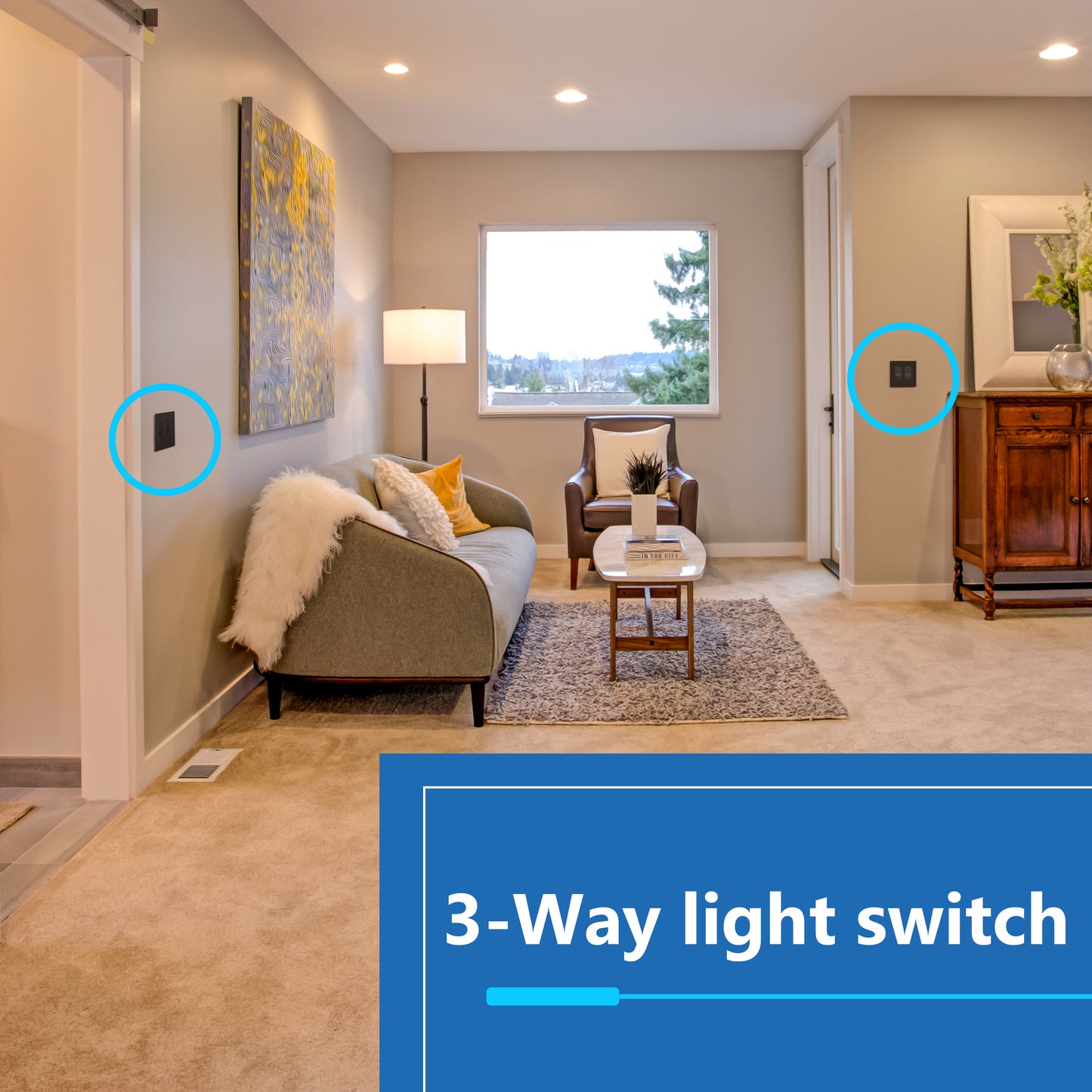 15A Decorator Paddle Light Switch with Locator Light, LED Indicator, 3-Way or Single-Pole