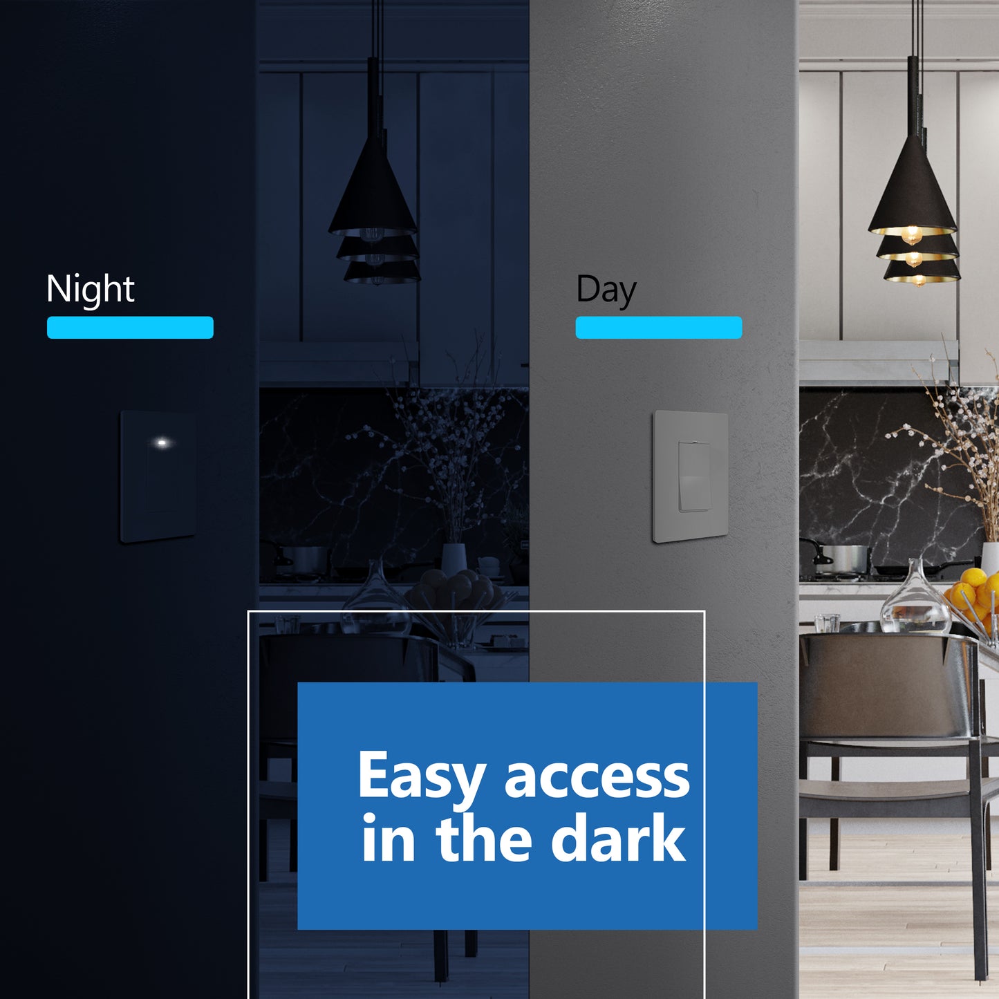 15A Decorator Paddle Light Switch with Locator Light, LED Indicator, 3-Way or Single-Pole